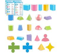 Corps géométriques pour enseignement - 20 pièces outils STEM pliables pour enseignants | Blocs d'enseignement de motifs pour la salle de classe | Pour éducation démonstration jeu activité école maison