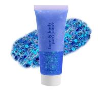 Corps Glitter Gel, Mardi Gras visage scintillant maquillage, scintillant cheveux, chanteur concerts festival Rave accessoires, mermaide scintillant couleur du visage du visage (#01 Bleu, 50ml)