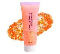 Corps Glitter Gel, Mardi Gras visage scintillant maquillage, scintillant cheveux, chanteur concerts festival Rave accessoires, mermaide scintillant couleur du visage du visage (#11 Corail, 50ml)