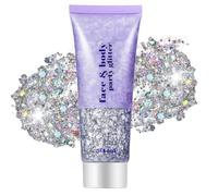 Corps Glitter Gel, Mardi Gras visage scintillant maquillage, scintillant cheveux, chanteur concerts festival Rave accessoires, mermaide scintillant couleur du visage du visage (#05 Argent, 50ml)