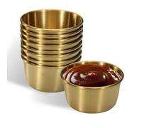 Correa 6 Pièces Tasse à Sauce à Trempette en Acier Inoxydable de 2 Oz, Mini à Trempette, Tasses à Condiments en Métal Réutilisables Récipients Ramequins Durables 4,5 X 3,3 X 5,8 cm (Or)