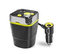 Correa Allume-Cigare De Voiture Ensemble De Voiture Bluetooth D'Adaptateur De Prise Modulateur Lecteur De Musique Chargeur De Voiture en Forme De Tasse Émetteur FM DC 12/24V Jaune Noir