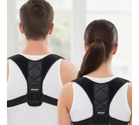 Correcteur de posture réglable pour le haut du dos, les épaules et le cou Soulagement de la douleur, lisseur de renfort arrière pour hommes et femmes, Noir M