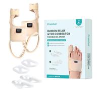 Correcteur d'oignon pour homme et femme - 1 paire d'attelles réglables avec gel souple - Soulagement de la douleur pour oignon et redresseur d'orteils avec sangle antidérapante(Beige)