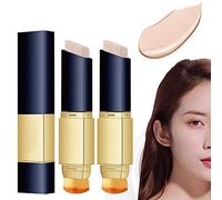 Correcteur double face avec brosse, bâton de fond de teint blanc 2 en 1, pinceaux de maquillage double face, bâton correcteur coréen double face (2 x nu)