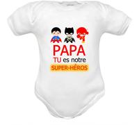 Corredino Neonato body nouveau né avec la phrase papa tu es notre super-héros, en pur coton manche courte - idée cadeau naissance - (jta-maman-gar-mm-6 mois)