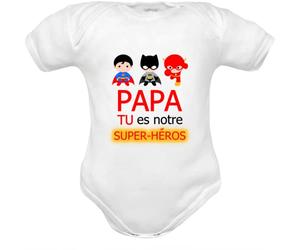 Corredino Neonato body nouveau né avec la phrase papa tu es notre super-héros, en pur coton manche courte - idée cadeau naissance - (jta-maman-gar-mm-9 mois)