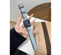 Correspondance Des Couleurs Chrome Hearts Pour Apple Watch Bracelet De Montre Apple Iwatch9 Bracelet De Montre S876 Niche Se-Denim Colorblock Chrome Hearts ¿ Bleu Clair - 42 Mm/44 Mm/45 Mm/49 Mm