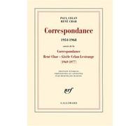 Paul Celan, René Char – Correspondance (1954-1968) – Gallimard – Broché