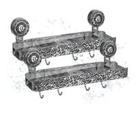 Corrugated Suction Cup Storage Holder, No-Drill Bathroom Suction Storage Box Large Capacity & Strong Load-Bearing, Removable Bathroom Suction Shelf for Space-Saving Easy Organization (A-Gray)