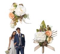 Corsage de fleurs, fil corsagi, 2x cadres pour femmes | Bande de poignet artificiel pour homme cérémonie de demoiselle d'honneur Boutonniere