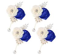 Corsage de mariage artisanal avec Rose camélia en tissu pour cérémonie nuptiale et habillage d ' événement formel boutonnière 4 pièces