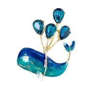 Corsage en forme de baleine capricieuse avec breloques ballon en alliage léger pour une tenue décontractée et des occasions spéciales Cadeau étudiant Broche en strass, taille unique, Comme décrit