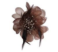 Corsage En Plumes Broche fleur en tissu tendance for femme, grande épingle à revers en tissu à plumes et accessoires vestimentaires(Coffee)