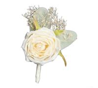 Corsage rose blanche avec chaîne de perles et souffle de bébé pour mariage, marié, poignet fleur élégante en ruban de satin, décoration de style coréen (corsage)