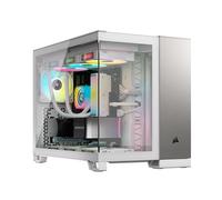 CORSAIR 2500X Boîtier Petit Tour mATX à Double Chambre - Verre Trempé Panoramique - Connexion Inversée Compatible avec la Carte Mère - Pas de Ventilateurs Inclus - Blanc/Gris Satiné Aluminium