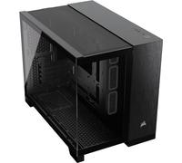 CORSAIR 2500X Boîtier Petit Tour mATX à Double Chambre - Verre Trempé Panoramique - Connexion Inversée Compatible avec la Carte Mère - Pas de Ventilateurs Inclus - Noir/Obsidienne Aluminium