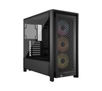 Corsair 4000D RS ARGB - Boîtier PC Midi Tower Noir, ATX/EATX/micro ATX/Mini-ITX, 2x 3.5", 2x 2.5", Verre Trempé, 3x 120mm Avant
