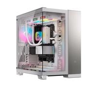 Corsair 6500X Boîtier PC mATX Mid-Tower à Double Chambre - Verre Trempé Panoramique - Connexion Inversée Compatible avec la Carte Mère - Pas de Ventilateurs Inclus - Blanc/Gris Satiné Aluminium