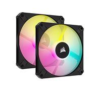 Corsair AF120 RGB SLIM, 120mm PWM Fluid Dynamic Bearing Fan Kit - Profil Fin Pour Les Boîtiers de Petite Taille - Jusqu'à 2000 RPM - 8 LED RGB Adressables - Dual Pack Avec Lighting Node CORE - Noir