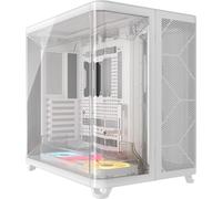 CORSAIR AIR 5400 LX-R RGB iCUE Link Boîtier PC Triple Chambre Moyen-Tour Panoramique - Chambre Isolée pour AIO 360mm, Compatible Mères À Connexion Inversée, 3X Ventilateurs RGB LX-R Inclus - Blanc