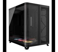 CORSAIR AIR 5400 RS-R ARGB Boîtier PC Triple Chambre Moyen-Tour Panoramique - Chambre Isolée pour AIO 360mm, Compatible Mères À Connexion Inversée, 3X Ventilateurs ARGB RS-R Inclus - Noir