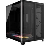 CORSAIR AIR 5400 RS-R ARGB Boîtier PC Triple Chambre Moyen-Tour Panoramique - Chambre Isolée pour AIO 360mm, Compatible Mères À Connexion Inversée, 3X Ventilateurs ARGB RS-R Inclus - Noir
