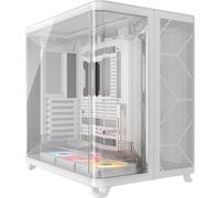 CORSAIR AIR 5400 RS-R ARGB Boîtier PC Triple Chambre Moyen-Tour Panoramique - Chambre Isolée pour AIO 360mm, Compatible Mères À Connexion Inversée, 3X Ventilateurs ARGB RS-R Inclus - Blanc
