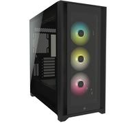 Corsair iCUE 5000X RGB Moyen-Tour Connecté en Verre Trempé Boîtier (Quatre Panneaux, Système de Câbles RapidRoute, Trois Ventilateurs de 120 mm Inclus, Éclairage Intelligent) Noir