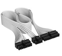 Corsair Câble à 24 Broches ATX à Gaine Individuelle Carte Mère Type 4 Elite Premium - 610 mm, Peignes à Câble Profil Bas, Conception Paracord à Maille Triple Couche - Blanc