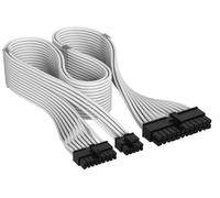 CORSAIR Câble à 24 Broches ATX à Gaine Individuelle Carte Mère Type 5 Elite Premium - 610 mm, Peignes à Câble Profil Bas, Conception Paracord à Maille Triple Couche - Blanc