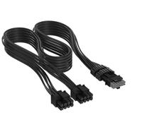 Corsair Câble à Gaines Individuelles 2x 8 broches vers PCIe 12 V-2x6 600 W Type 4 Elite Premium - 650 mm, Peignes à Câble Profil Bas, Paracord à Maille Triple Couche, Connecteur Bicolore - Noir