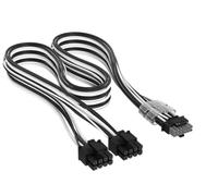 Corsair Câble à Gaines Individuelles 2x 8 broches vers PCIe 12 V-2x6 600 W Type 4 Elite Premium - 650 mm, Peignes à Câble Profil Bas, Paracord à Maille Triple Couche, Connecteur Bicolore - Noir/Blanc