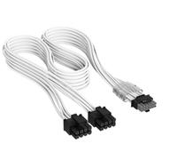 Corsair Câble à Gaines Individuelles 2x 8 broches vers PCIe 12 V-2x6 600 W Type 4 Elite Premium - 650 mm, Peignes à Câble Profil Bas, Paracord à Maille Triple Couche, Connecteur Bicolore - Blanc
