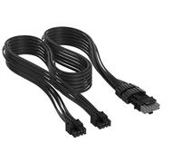 Corsair Câble à Gaines Individuelles 2x 8 broches vers PCIe 12 V-2x6 600 W Type 5 Elite Premium - 650 mm, Peignes à Câble Profil Bas, Paracord à Maille Triple Couche, Connecteur Bicolore - Noir