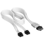 CORSAIR Câble à Gaines Individuelles 2X 8 Broches vers PCIe 12 V-2x6 600 W Type 5 Elite Premium - 650 mm, Peignes à Câble Profil Bas, Paracord à Maille Triple Couche, Connecteur Bicolore - Blanc