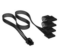 Corsair Câble D'alimentation SATA à Gaine Individuelle Type 4 Elite Premium (4 connecteurs) - 750 mm, Peignes à Câble Profil Bas, Conception Paracord à Maille Triple Couche - Noir