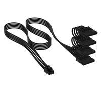 Corsair Câble D'alimentation SATA à Gaine Individuelle Type 5 Elite Premium (4 connecteurs) - 750 mm, Peignes à Câble Profil Bas, Conception Paracord à Maille Triple Couche - Noir