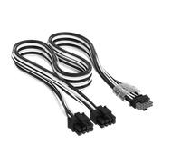 CORSAIR Câble Elite Premium gainé individuellement, 2 x 8 broches vers PCIe 12 V-2x6 600 W, type 4 - Noir/Blanc New