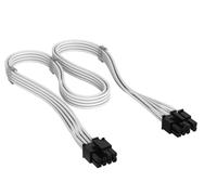 CORSAIR Câble PCIe à Gaine Individuelle 8 Broches (Séparation 6+2) Type 4 Elite Premium - 650 mm, Peignes à Câble Profil Bas, Conception Paracord à Maille Triple Couche, 2 Pièces - Blanc