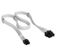 CORSAIR Câble PCIe à Gaine Individuelle 8 Broches (Séparation 6+2) Type 5 Elite Premium - 650 mm, Peignes à Câble Profil Bas, Conception Paracord à Maille Triple Couche, 2 Pièces - Blanc