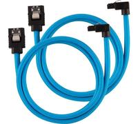 CORSAIR Câble SATA Premium sleeved avec connecteur à 90°, pack de 2 - Bleu