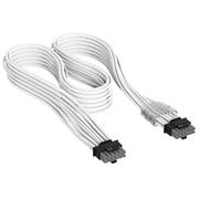 Corsair Câble Universel PCIe 12 V-2x6 à PCIe 12 V-2x6 à Gaines Individuelles Elite Premium 600 W - 650 mm, Peignes à Câble Profil Bas, Paracord à Maille Triple Couche, Connecteur Bicolore - Blanc