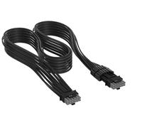 Corsair Câble Universel PCIe 12 V-2x6 à PCIe 12 V-2x6 à Gaines Individuelles Elite Premium 600 W - 650 mm, Peignes à Câble Profil Bas, Paracord à Maille Triple Couche, Connecteur Bicolore - Noir