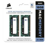 Corsair CMSA16GX3M2A1600C11 Apple Mac 16GB (2x8GB) DDR3 1600Mhz CL11 Mémoire pour ordinateur portable SODIMM pour produits Apple.