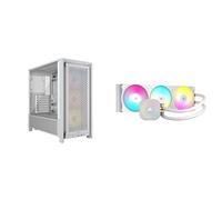 CORSAIR Frame 4000D RS ARGB Boîtier modulaire ATX Mid-Tower pour PC + CORSAIR Nautilus 360 RS ARGB Refroidissement liquide CPU Pack - Blanc