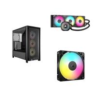 CORSAIR Frame 4000D RS Boîtier Modulaire ATX de Taille Moyenne + Nautilus 360RS Refroidisseur Liquide pour CPU + RS120 Ventilateur PWM Paquet Unique ARGB Lot - Noir