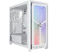 CORSAIR Frame 4000X RS Boîtier PC Moyen-Tour - Panneau Avant Éclairé RGB, 4 Ventilateurs PWM RS120 Inclus, Compatible avec Carte Mère Inversée, stabilisation Anti-affaissement - Blanc