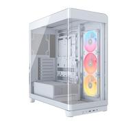 Corsair Frame 4500X LX-R RGB Link Boîtier PC Moyen-Tour en Verre panoramique - Système de Fixation du Ventilateur InfiniRail, Peut accueillir Deux radiateurs de 360 mm, 3X LX120R RGB Link - Blanc