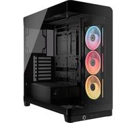 CORSAIR Frame 4500X LX-R RGB Link Boîtier PC Moyen-Tour en Verre Panoramique - Système de Fixation du Ventilateur InfiniRail, Peut Accueillir Deux Radiateurs de 360 mm, 3X LX120-R RGB Link - Noir